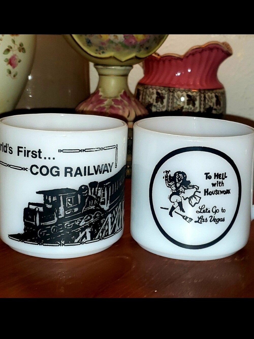 Vintage Federal Glass Milk Glass Mugs (2)